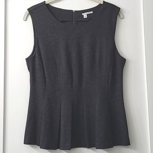EUC Halogen Sleeveless Knit Fit & Flare Pemplum Blouse Dark Gray Size M